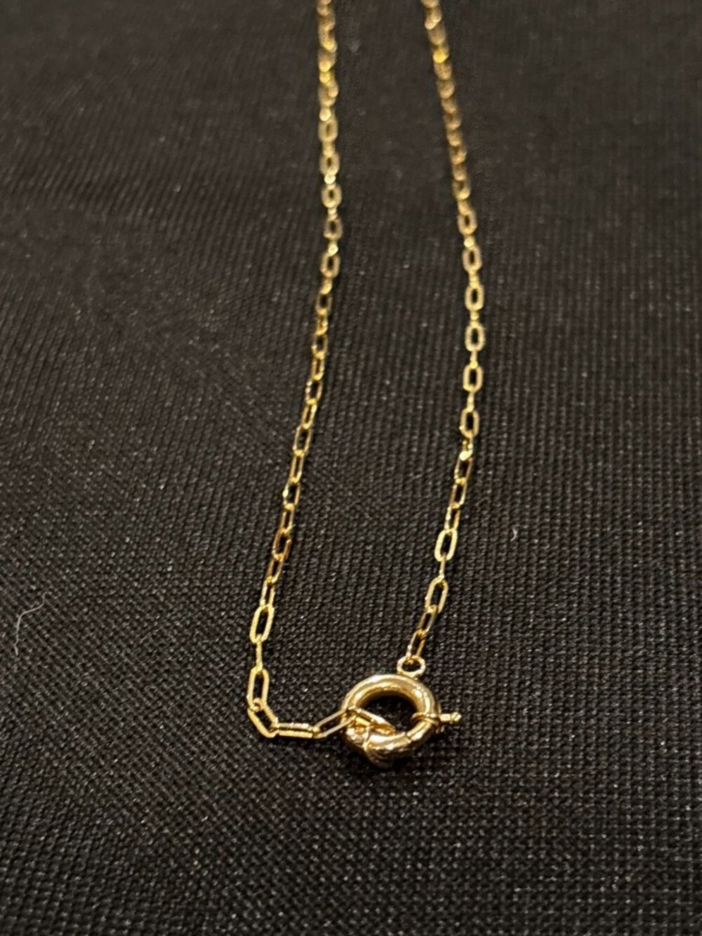 14K Solid Yellow Gold Paperclip Chain Necklace with Bolt Spring Ring Clasp 16.5" - Picture 5 of 12